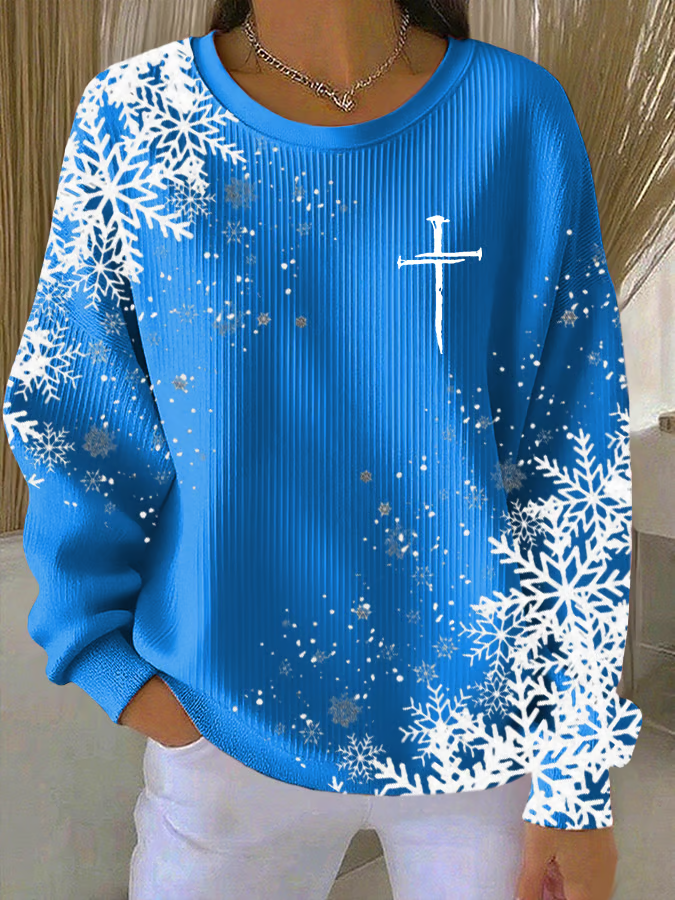 Women Christmas Crew Neck Long Sleeve Casual Holiday Spring/Fall Sweatshirt