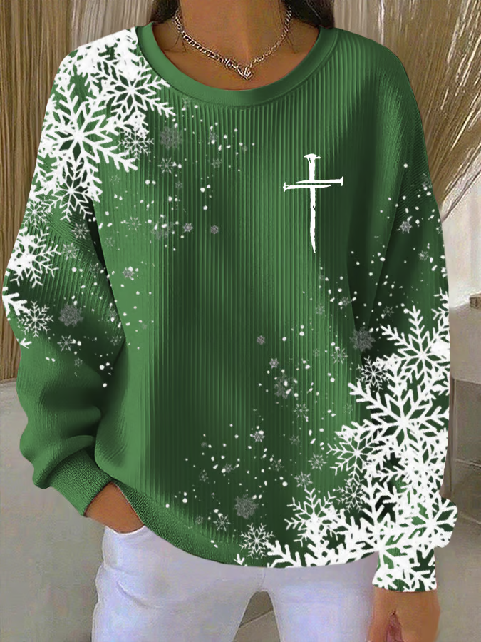Women Christmas Crew Neck Long Sleeve Casual Holiday Spring/Fall Sweatshirt