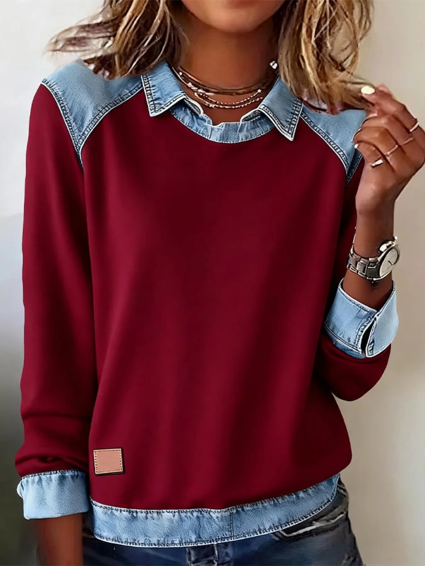 Women Plain Shawl Collar Long Sleeve Vintage Daily Spring/Fall Sweatshirt