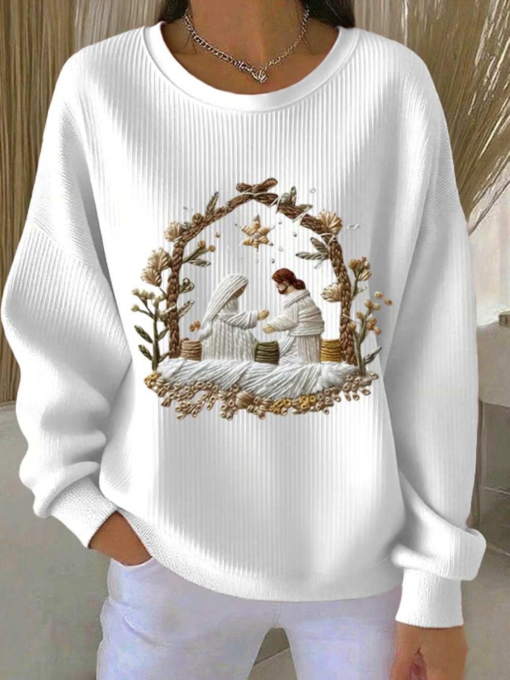 Women Christmas Crew Neck Long Sleeve Casual Holiday Spring/Fall Sweatshirt