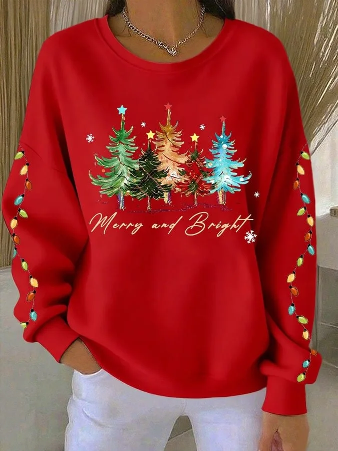 Women Christmas Crew Neck Long Sleeve Casual Daily Spring/Fall Sweatshirt