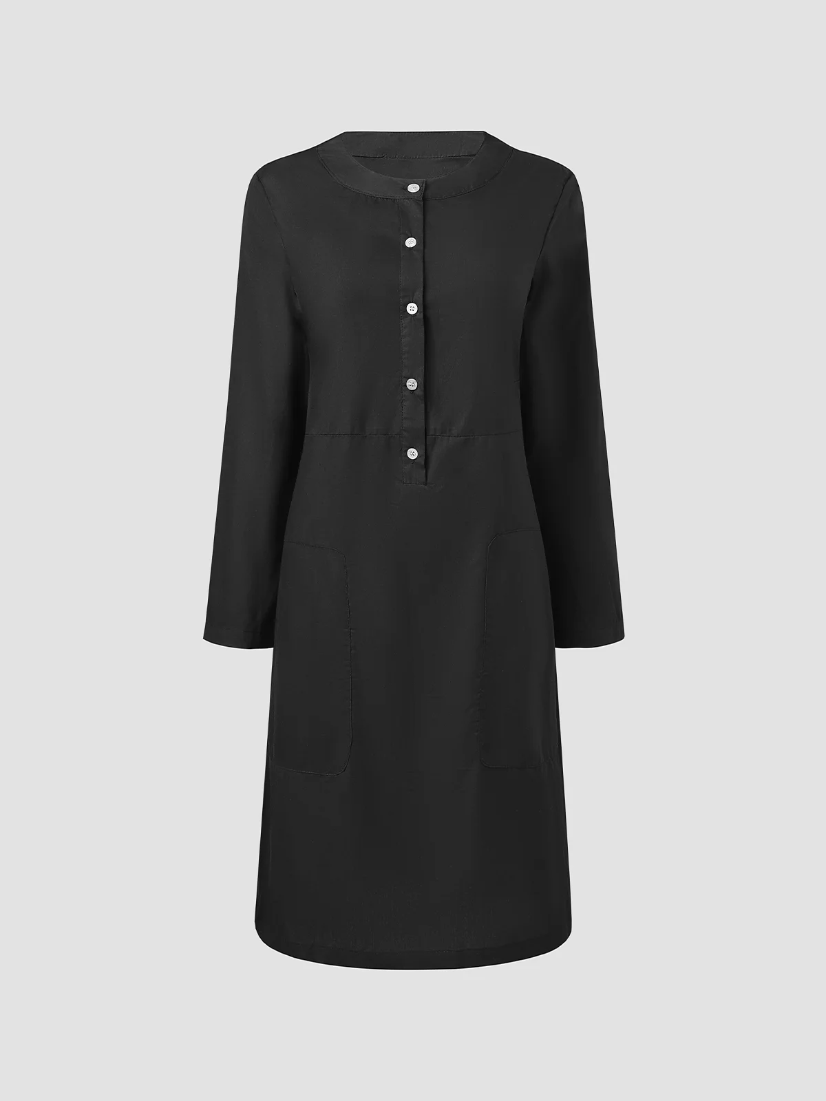 Womne's Midi Dress Buttoned Down Pockets Dress