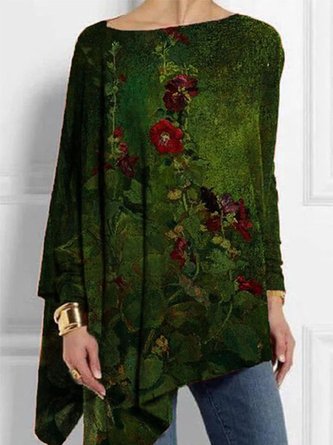 Long Sleeve Floral Floral-Print Casual Top