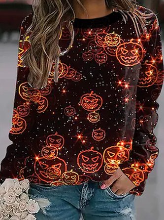 Casual Halloween Loose Sweatshirts