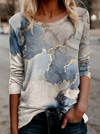 Women's Cotton-Blend Ombre Casual T-Shirt