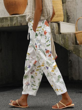 ANNIECLOTH Floral Loose Casual Pants