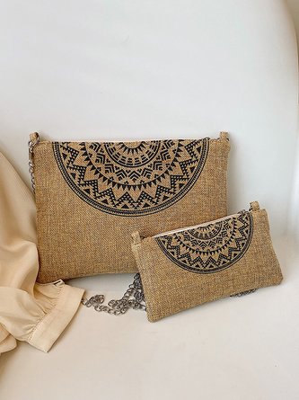Fashion Ethnic Pattern Woven Cotton Shoulder Bag Women