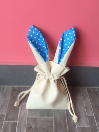 Easter Bunny Ears Canvas Storage Drawstring Bag