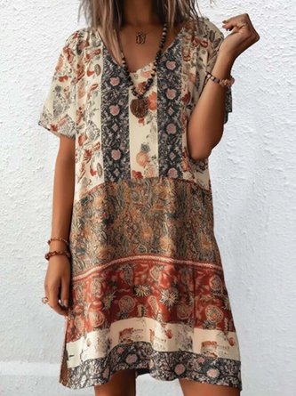 Womens Loose Ethnic Casual Dress