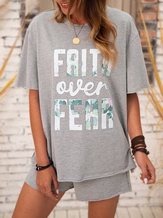 Faith Over Fear Casual Sport Cotton T-shirt