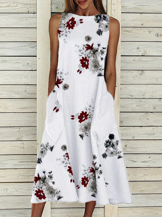 Sleeveless Casual Shift Floral Dresses