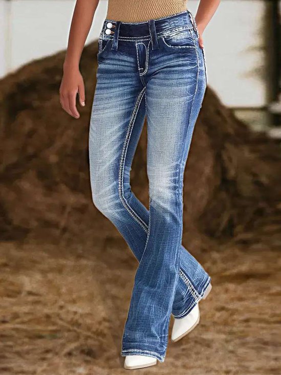Vintage Plain Denim Jeans