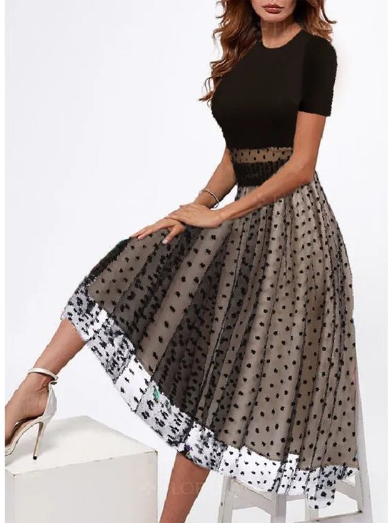 Elegant Polka Dots Regular Fit Dress