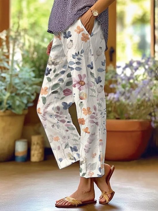Casual Floral Loose Pants