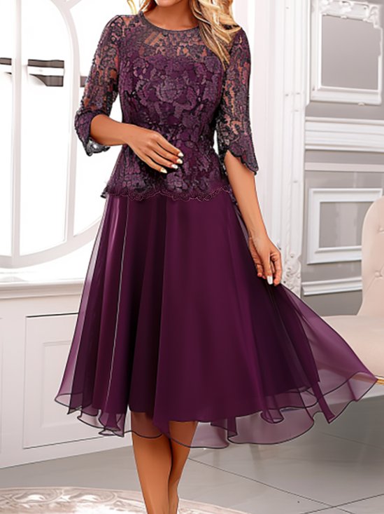 Plain Elegant Regular Fit Chiffon Dress