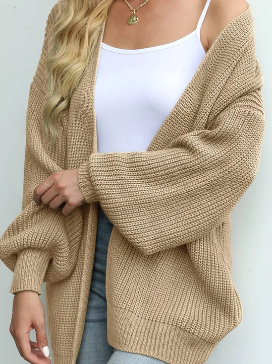 Others Casual Balloon Sleeve Wool/Knitting Cardigan