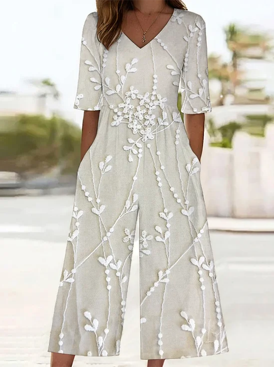 Women's H-Line V Neck Daily Going Out Casual Printing Floral Summer Ankle Pants Jumpsuit Romper