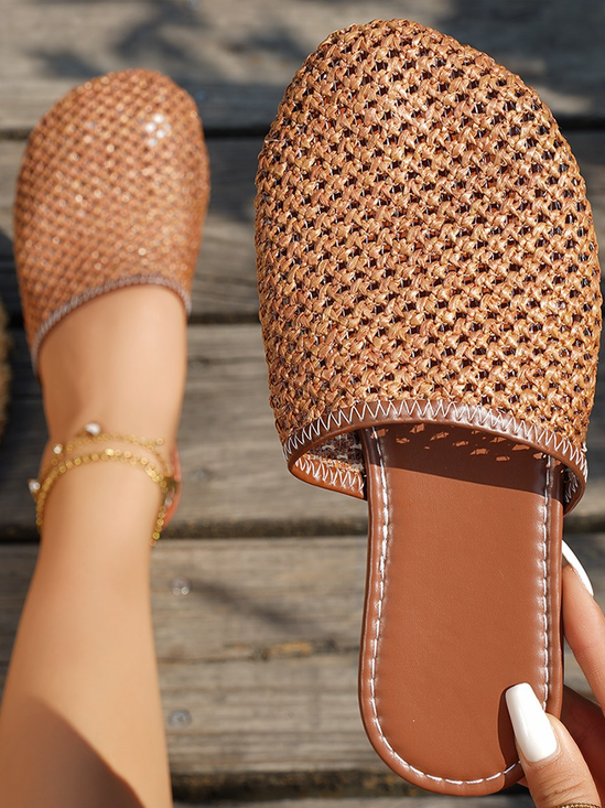 Color Block Vintage Pvc Summer Slide Sandals