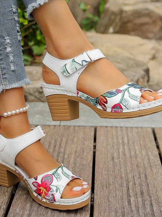 High Heel Sandals For Women 2025 Summer New Velcro Buckle Casual Wedge Sandals