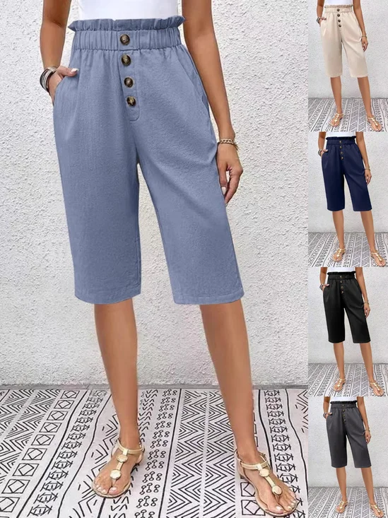 Women's  Elastic Waist H-Line Wide Leg Pants Daily Going Out Pants Apricot Casual Split Joint Plain Summer Pants