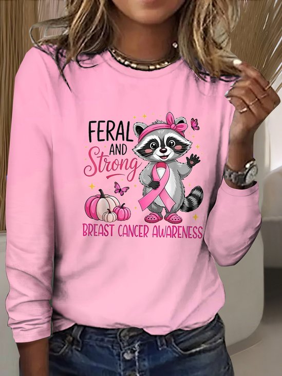 Women Floral Crew Neck Cotton Long Sleeve Vintage Daily Spring/Fall T-shirt