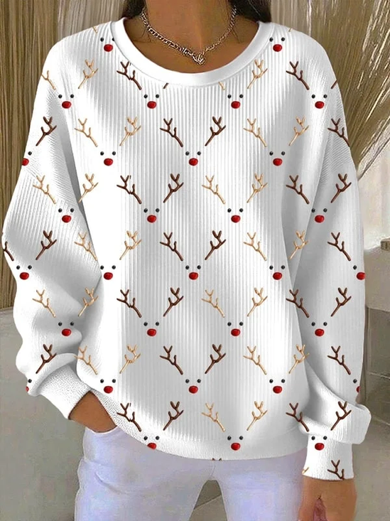 Women Christmas Crew Neck Long Sleeve Casual Holiday Spring/Fall Sweatshirt