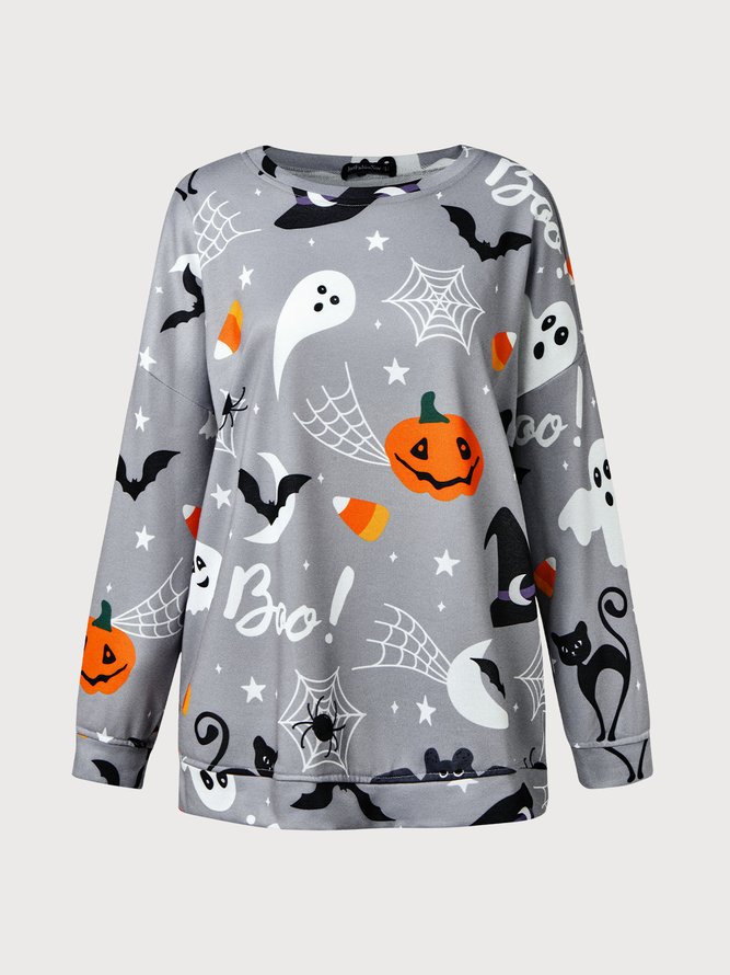Women's Sweatshirt Pullover Cat Prints Halloween Weekend Halloween Hoodies Sweatshirt