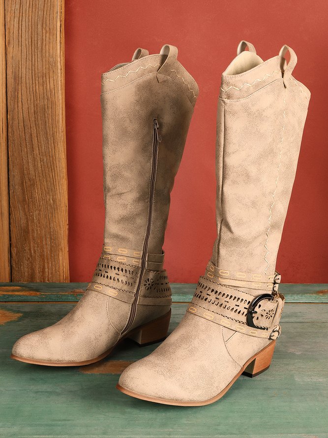 Daily Hollow-Out Spring Fall Cowboy Boot