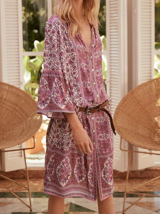 Women Summer Bohemian Style Sexy Floral Printed Maxi Weaving Dress