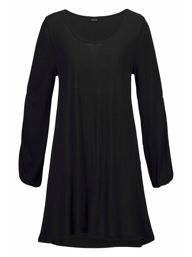 Black Plain Casual Dress