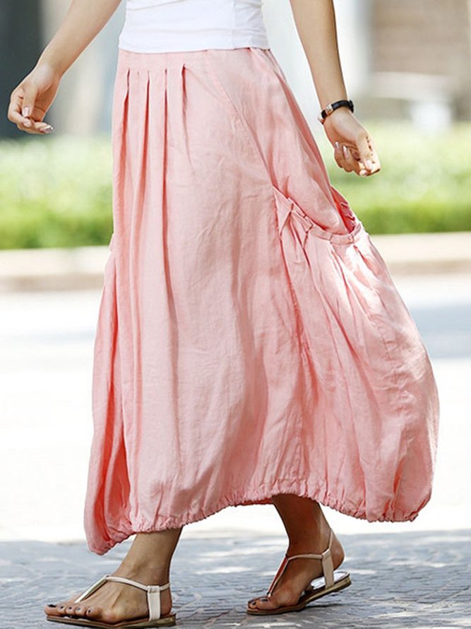 Pockets Pleated ALine Plus Size Loose Skirts anniecloth