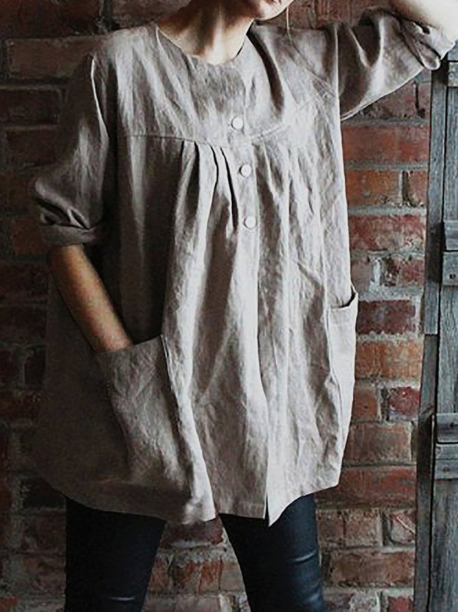 3/4 Sleeve Buttoned Down Casual Tunic Shirts | anniecloth