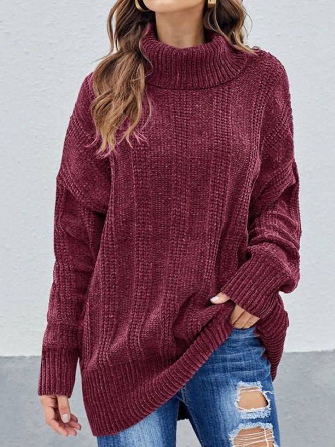 Casual Plus Size Turtleneck Kintting Sweater anniecloth