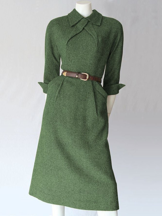 Women Winter Caftan Pockets Vintage Sweater Dress