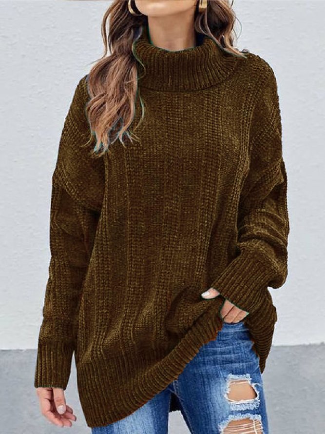 Casual Plus Size Turtleneck Kintting Sweater | anniecloth