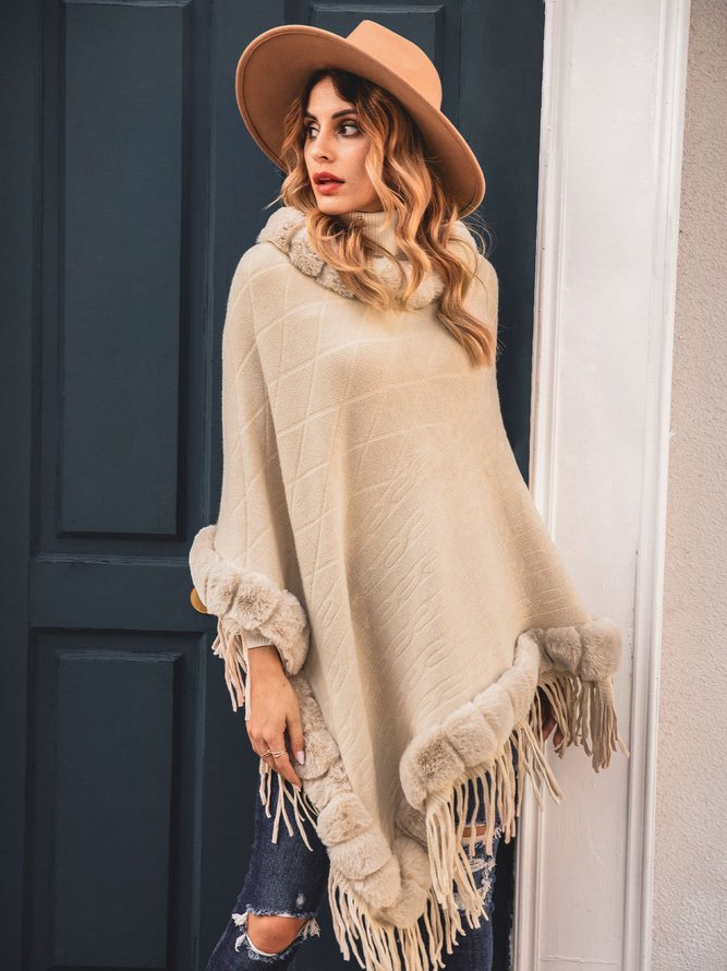 Swing Fringed Casual Poncho Sweater | anniecloth