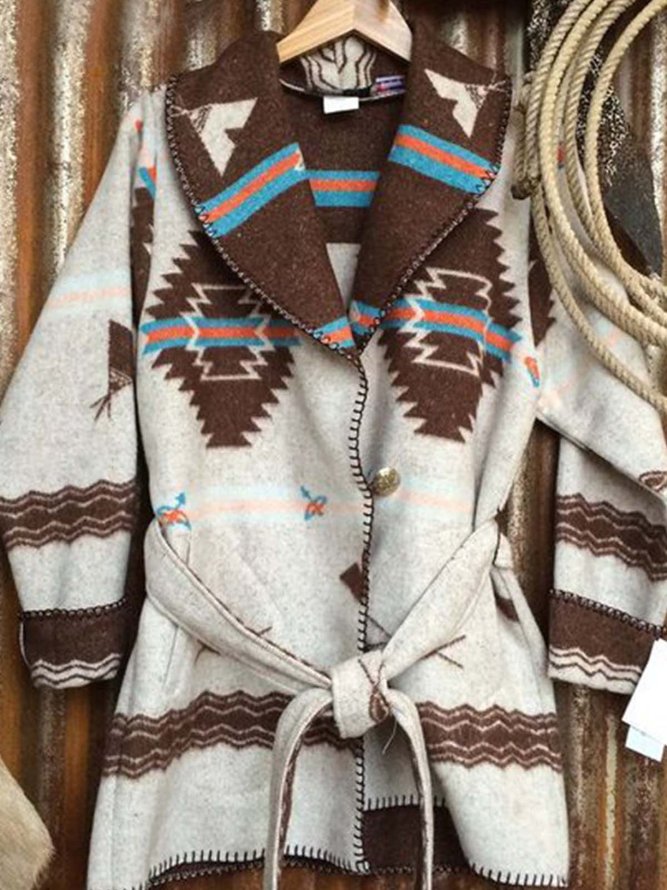 Brown Long Sleeve Cotton-Blend Outerwear