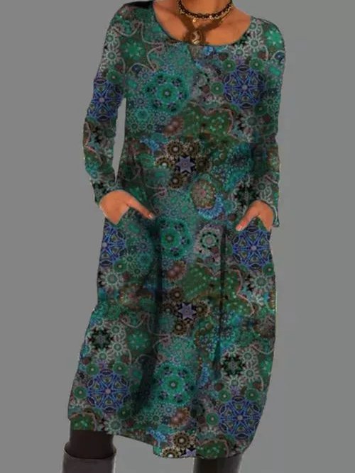 Vintage Cotton-Blend Knitting Dress