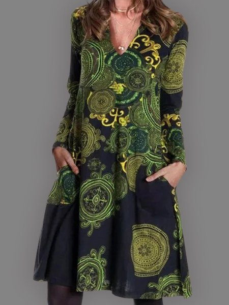Cotton-Blend Vintage Knitting Dress