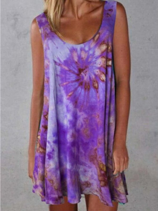 Sleeveless Ombre/tie-Dye Cotton Dresses