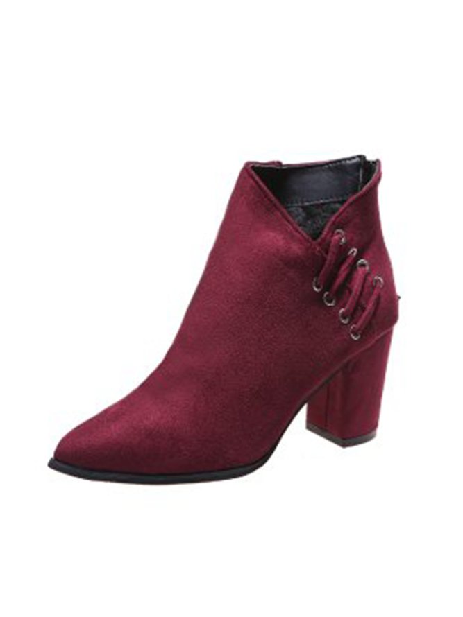 Simple Suede Zipper Ankle Boots