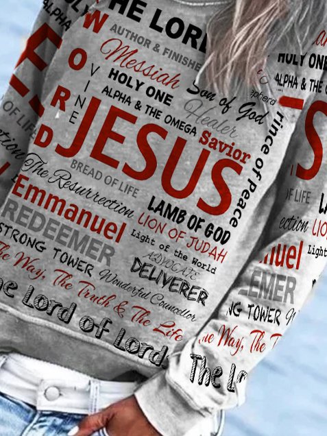 Jesus Letter Printing Loosen Sweatshirt