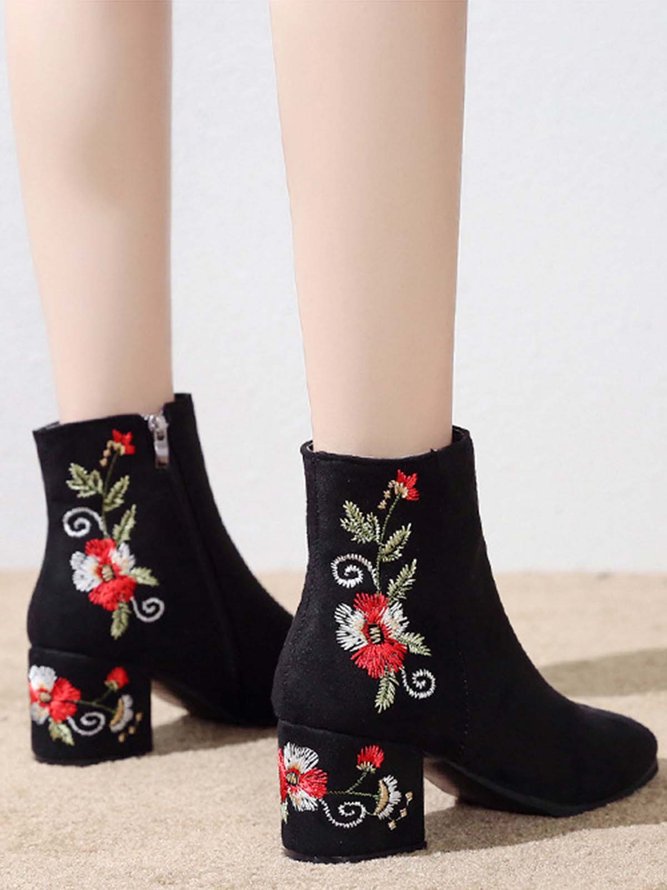 Ethnic Embroidered Short Boots