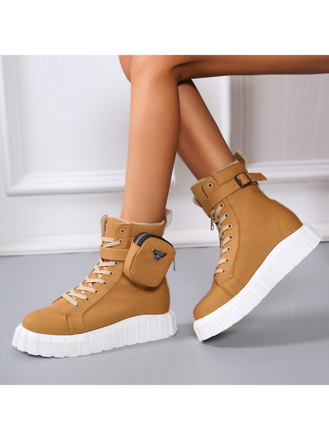 Casual Pocket Lace-up Boots