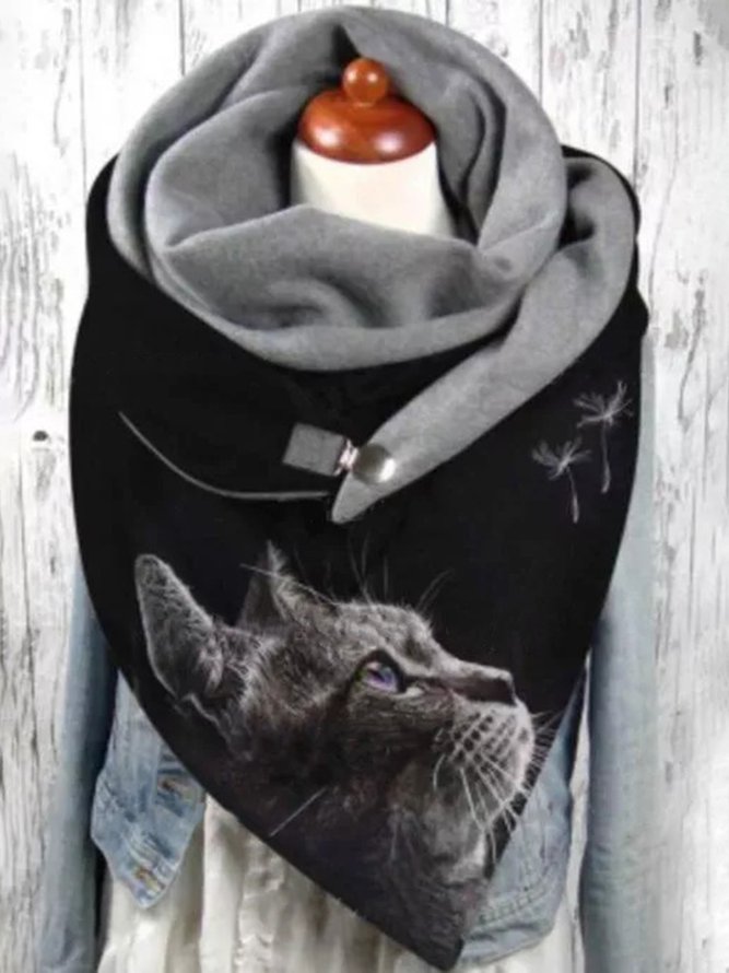 Cotton Casual Cat Print Scarf