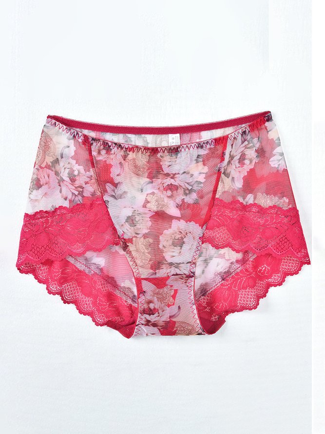 Lace Print Plus Size Panties