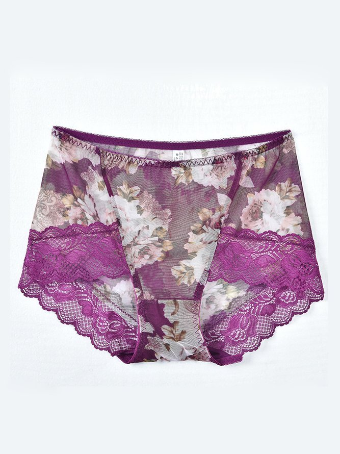 Lace Print Plus Size Panties
