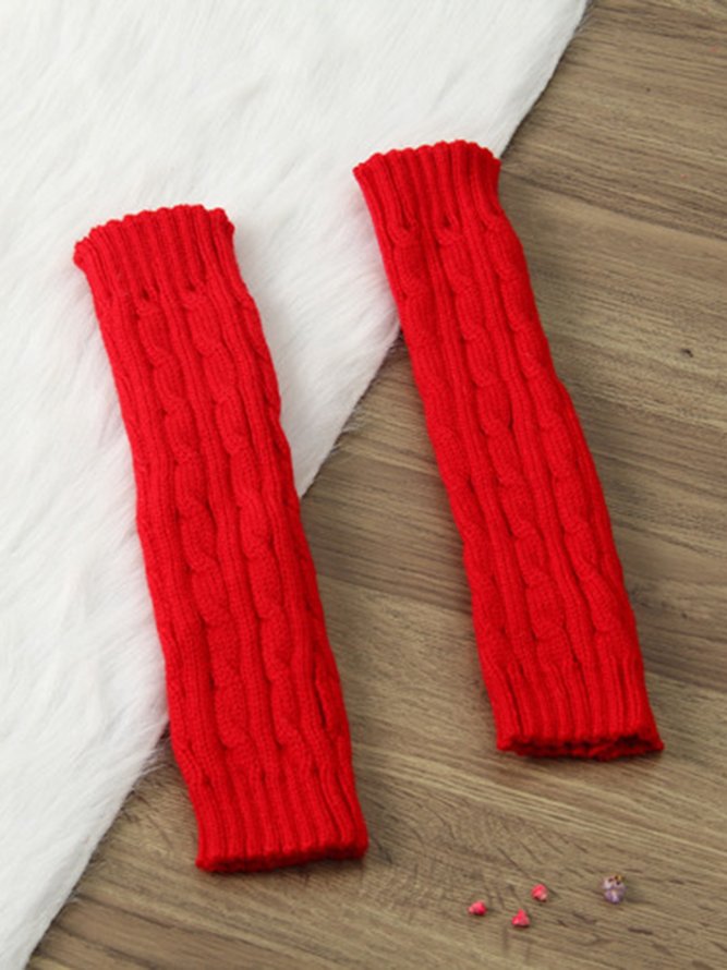 Simple Plain Warm Knitted Half Finger Gloves