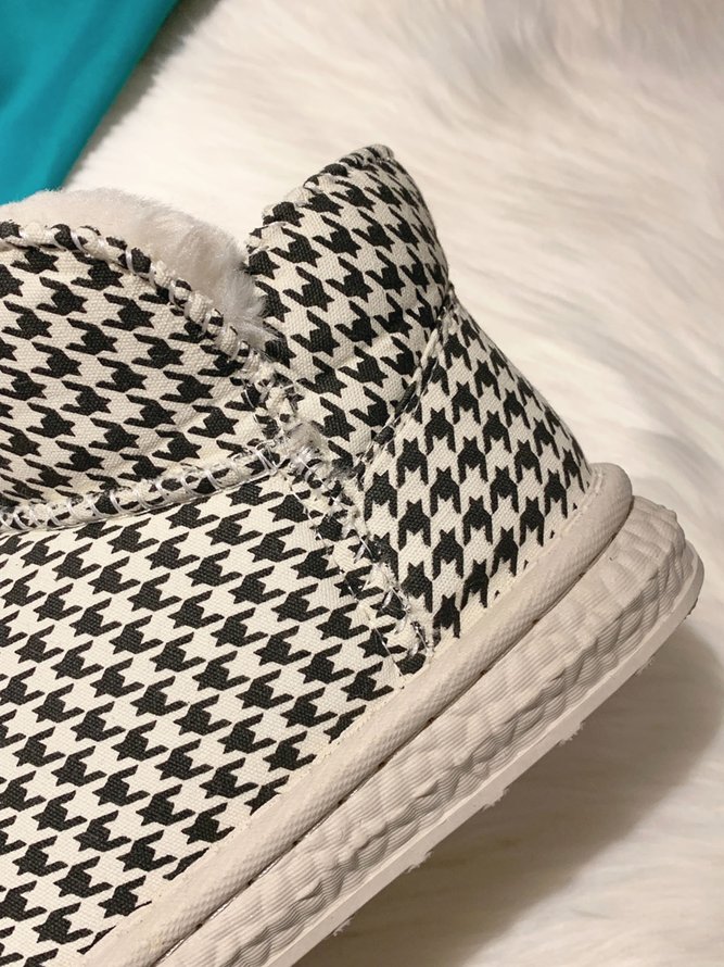Casual Houndstooth Plus Cashmere Warm Snow Boots