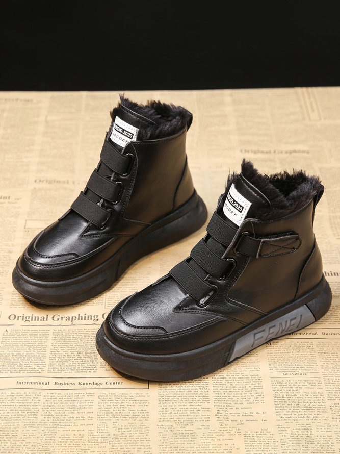 Casual Velcro Plus Velvet Platform Boots